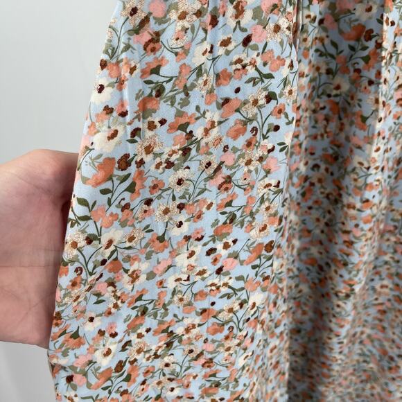 LANE BRYANT Dress Size 26 Blue Floral Flutter Sleeve Tie Back Vivid Ditsy Plus - Picture 11 of 15